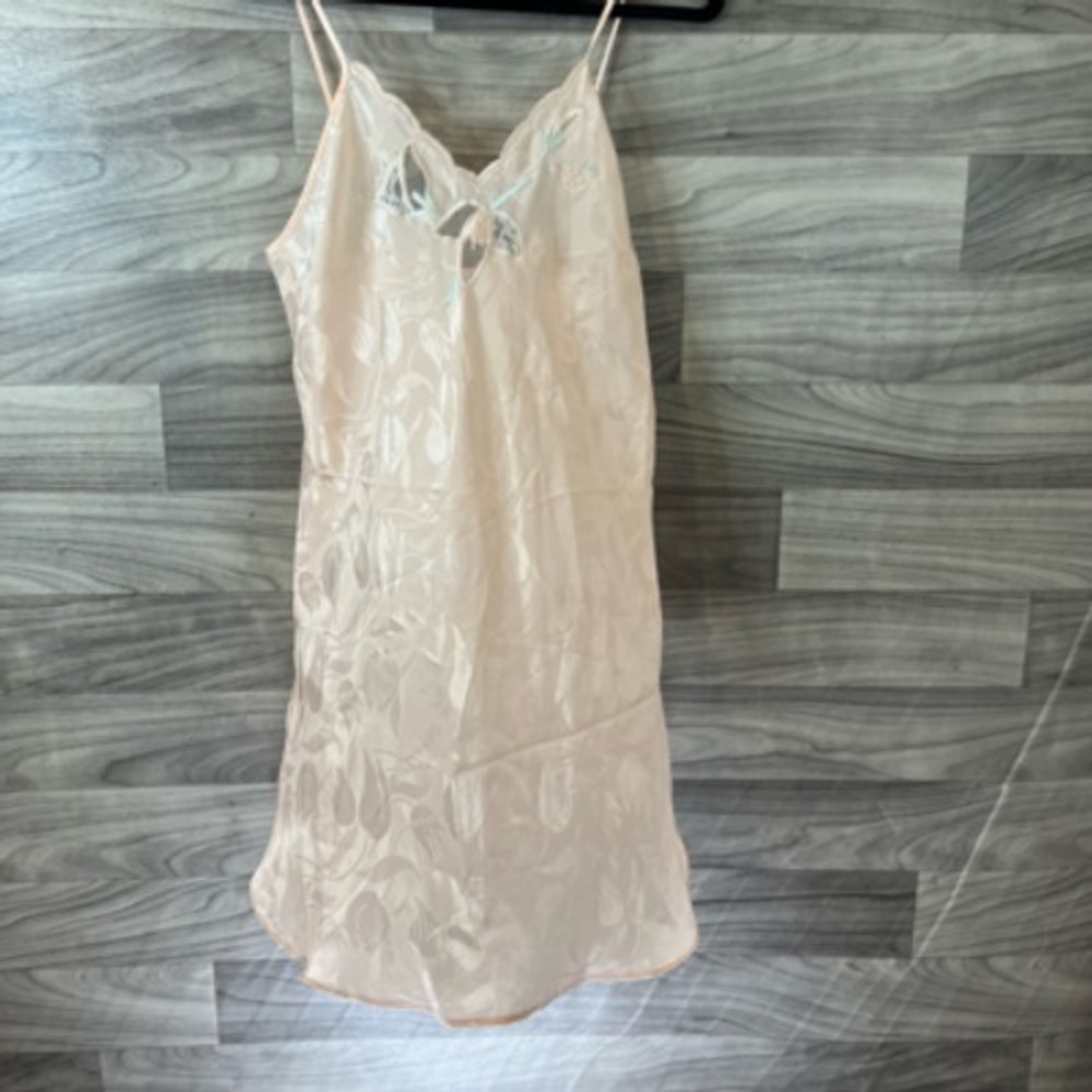 Go Softly Womens Babydoll Chemise Pink Floral Embroidered‎ Sleeveless Jacquard S